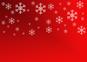 Beautiful White Snowflakes on Red Christmas Background