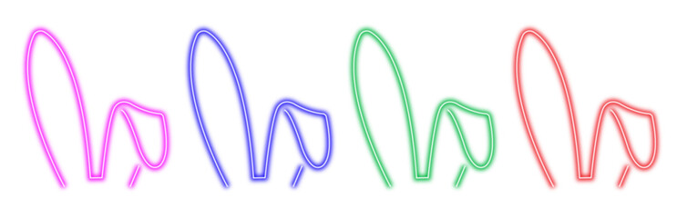 Set of four colorful bunny ear icons in neon outline style © Moynul Haque