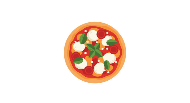 Delicious Margherita pizza with fresh basil leaves for tempting food blog or restaurant menu designs and promotional campaign ideas, get yours now