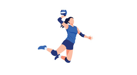 Dynamic volleyball athlete spiking the ball with power and grace, perfect for sports marketing campaigns and fitness promotions, energetic action shot