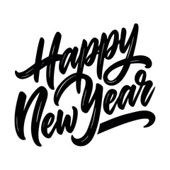 Silhouette brush typography happy new year clear.