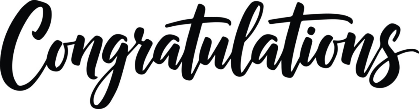 Congratulations black calligraphy text vector isolated on transparent background.