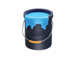 Blue Paint Bucket with Dripping Paint icon illustration 3d