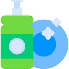 Dishwashing Vector Icon Clean Plate and Kitchen Household Cleaning Symbol