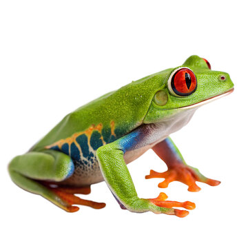 ts bright green body and striking red eyes isolated on transparent background