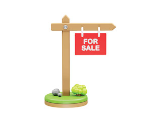 For Sale Sign for Real Estate Listings icon render 3d illustration