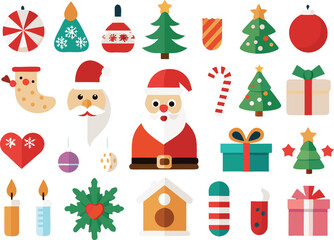set of christmas elements