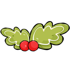 Holly branch with berries. illustration of a branch with berries.                                                                         
