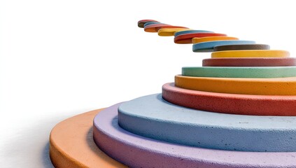 Colorful Circular Steps Leading Upward.