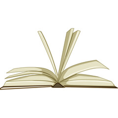 Open Book With Cream Colored Pages and Brown Spine Detailed Illustration Isolated on White Background Representing Knowledge and Education