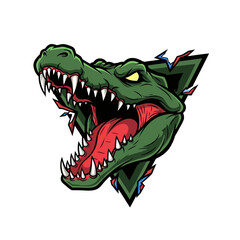 Obraz premium Terrifying alligator mascot roaring with sharp teeth, perfect for sports teams, edgy logos, and bold branding that demands attention and conveys power with a dynamic, fearsome design