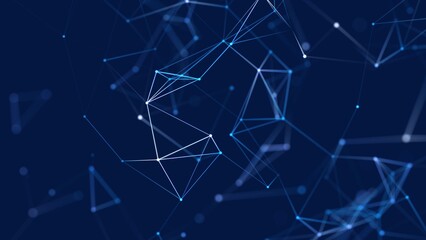 Polygonal background with dots and lines. Network connection structure. Science and technology. 3d