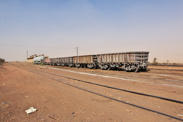 Mauritania Desert train, Train du Desert, The vintage train in Sahara desert, that crosses between Zouerate and Nouadhibou.