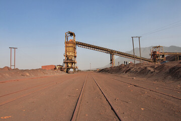 Railway station of Zouerate. Mauritania Desert train, Train du Desert, The vintage train in Sahara desert, that crosses between Zouerate and Nouadhibou.