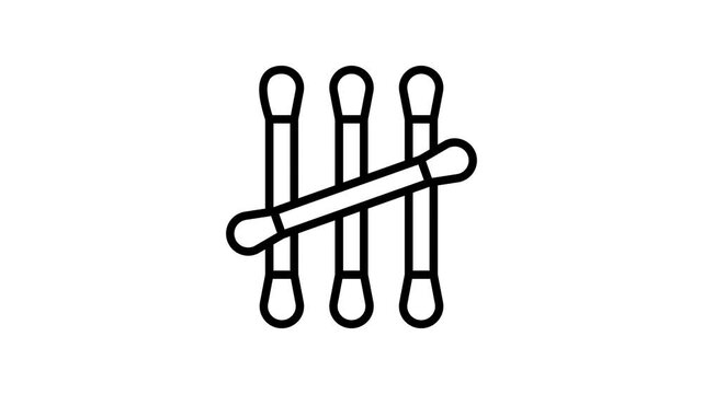 An easy to edit line animated icon showing medicated cotton swabs