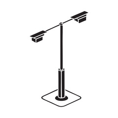 Modern street lamp with two lights on a white background