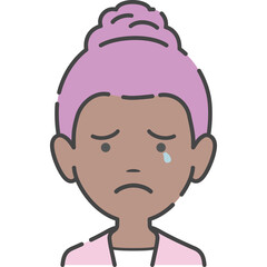 Sad Woman With Pink Hair Crying Tears Of Sadness Expression In A Chest Up Portrait With A Transparent Background