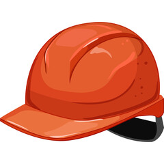 Orange Hard Hat Safety Headgear Protective Equipment On Transparent Background.