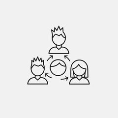 Vector illustration of teamwork concept, people connected by arrows