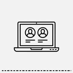 Vector illustration of online meeting on laptop screen, vector icon