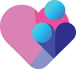 Abstract pink heart and blue people icons overlapping vector graphic eps format