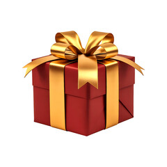 Obraz premium Red Christmas gift box with golden ribbon