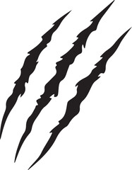 Claw scratches silhouette vector, Animal claw marks illustration. Tiger, bear, lion scratches sign
