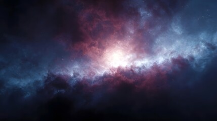 Fototapeta premium Vibrant nebula with bright central glow and swirling cosmic gas clouds in deep space