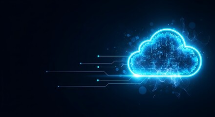 Abstract Digital Cloud Data Transfer and Network Connection Technology Concept
