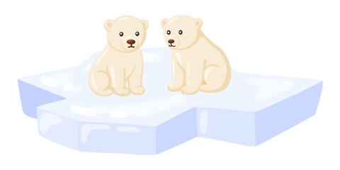 Two Polar Bear Cubs Sitting on Ice Floe © Daria