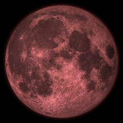 Strawberry Moon, black background.