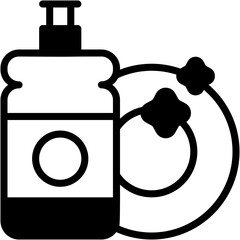 Dishwashing Vector Icon Clean Plate and Kitchen Household Cleaning Symbol