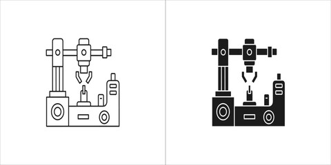 Robotic arm icon, industrial automation system