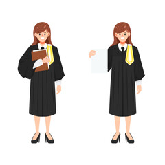 Thai lawyer Legal professions character set. Flat cartoon barrister vector design.