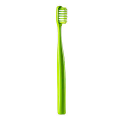 Bright lime-green toothbrush, bristles visible
