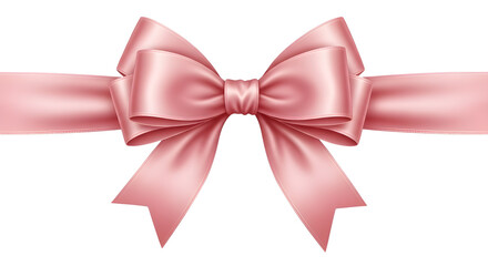 Realistic pink satin ribbon bow for luxury gift box decoration and festive celebration design isolated PNG with Transparent Background