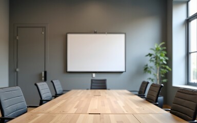 Gray and wooden open space office blurred. High quality