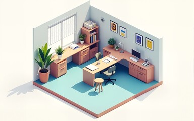 Isometric office concept. High quality