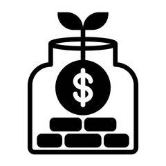 Money growing in jar with dollar sign icon