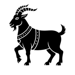 black and white silhouette vector of nordic yule goat symbolizing winter folklore and festive tradition