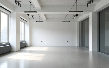 Undecorated interior space of office building. High quality