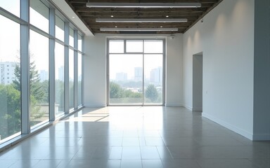 Undecorated interior space of office building. High quality