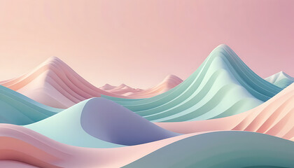 Pastel Dreamscape: Abstract Mountain Waves