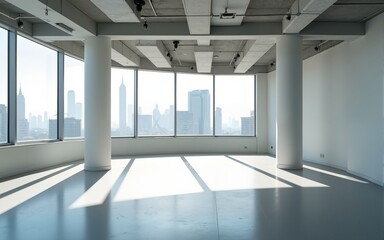 Undecorated interior space of office building. High quality