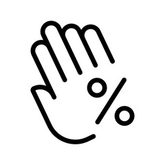Hand discount icon set showing price cuts, special offers, saving deals, and promotional sales with hand gestures in a stylish modern line design