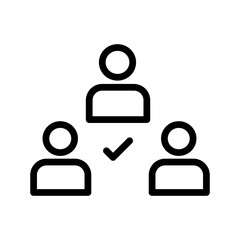 Team approval icon set featuring collaboration, group verification, teamwork success, and decision confirmation in a clean modern line style