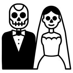 skeleton bride and groom vector icon 