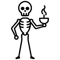 skeleton holding incense burner vector icon 