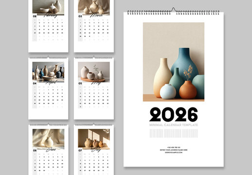 Minimal Art Wall Calendar 2026 Template