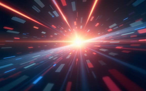 Abstract lens flare space or time travel concept background. High quality
